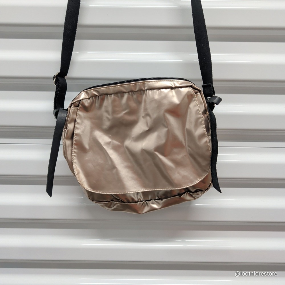 Jack Gomme Light Line Crossbody Bag Champagne Gold Metallic Coated Fabric Small